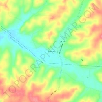 Mappa topografica Silvertop, altitudine, rilievo