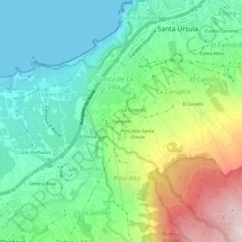 Mappa topografica Tamaide, altitudine, rilievo