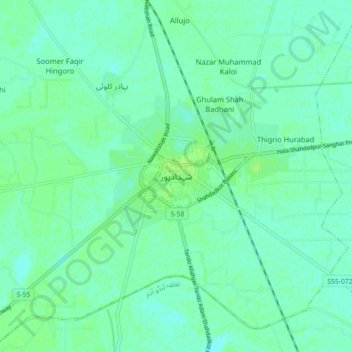 Mappa topografica Shahdadpur, altitudine, rilievo