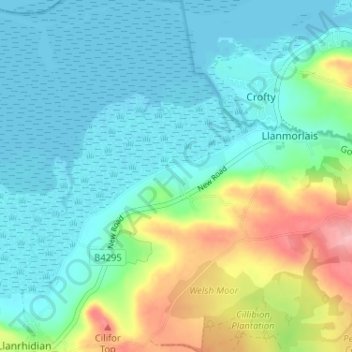 Mappa topografica Wernffrwd, altitudine, rilievo