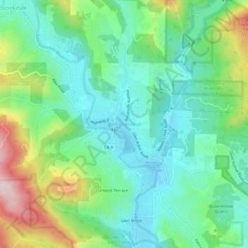 Mappa topografica Ben Lomond, altitudine, rilievo