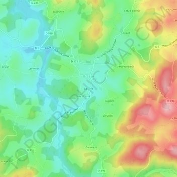 Mappa topografica Le Crot, altitudine, rilievo