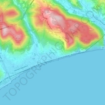 Mappa topografica Borgio, altitudine, rilievo