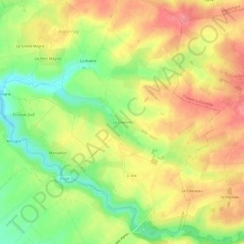 Mappa topografica La Couture, altitudine, rilievo