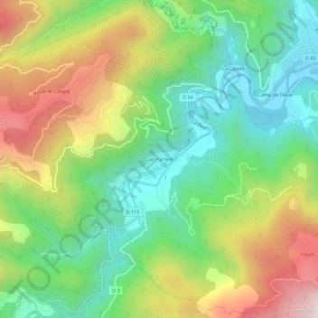 Mappa topografica Can Partère, altitudine, rilievo
