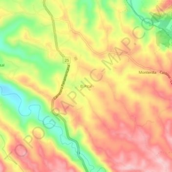 Mappa topografica El Pital, altitudine, rilievo