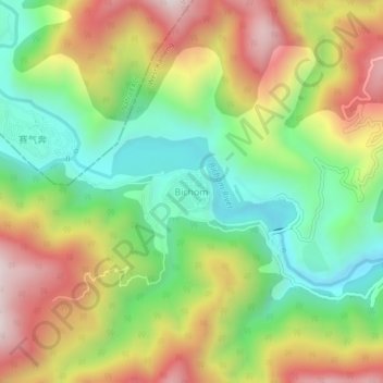 Mappa topografica Bichom, altitudine, rilievo