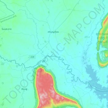Mappa topografica Chom Thong, altitudine, rilievo