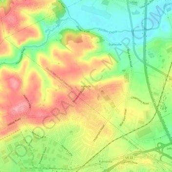 Mappa topografica Hillside, altitudine, rilievo