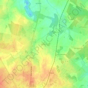 Mappa topografica La Touche, altitudine, rilievo