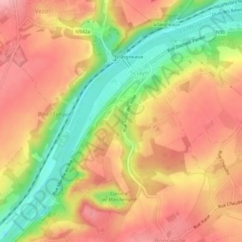 Mappa topografica Grotte Scladina, altitudine, rilievo