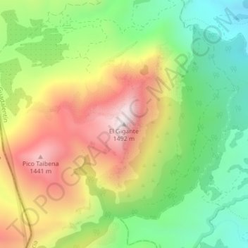 Mappa topografica El Gigante, altitudine, rilievo