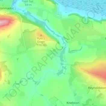 Mappa topografica Burry Green, altitudine, rilievo