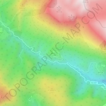 Mappa topografica Nerín, altitudine, rilievo