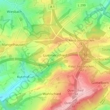 Mappa topografica Lummerschied, altitudine, rilievo