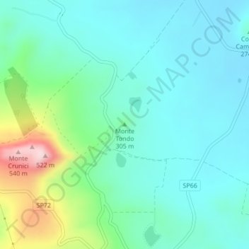 Mappa topografica Monte Tondo, altitudine, rilievo