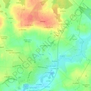 Mappa topografica Le Grand Launay, altitudine, rilievo
