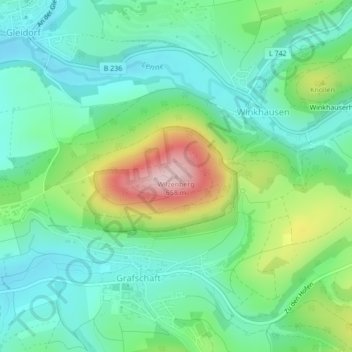 Mappa topografica Wilzenberg, altitudine, rilievo