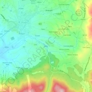 Mappa topografica Clama, altitudine, rilievo