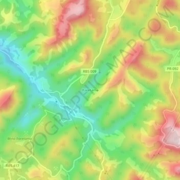 Mappa topografica Itaretama, altitudine, rilievo