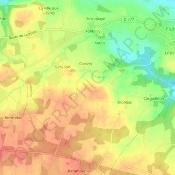 Mappa topografica Kerpena, altitudine, rilievo