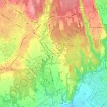 Mappa topografica Cascina Amata, altitudine, rilievo