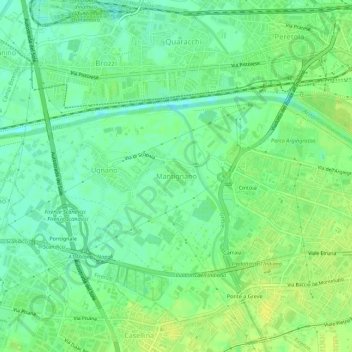 Mappa topografica Mantignano, altitudine, rilievo