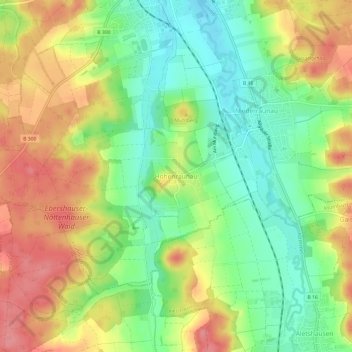 Mappa topografica Hohenraunau, altitudine, rilievo