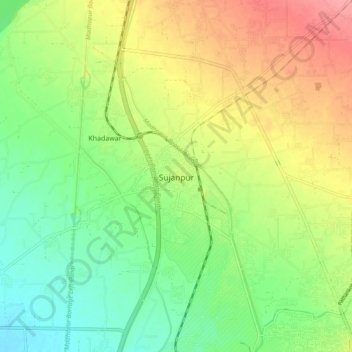 Mappa topografica Sujanpur, altitudine, rilievo