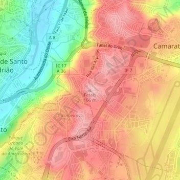 Mappa topografica Fetais, altitudine, rilievo
