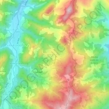 Mappa topografica Villa di Cassano, altitudine, rilievo