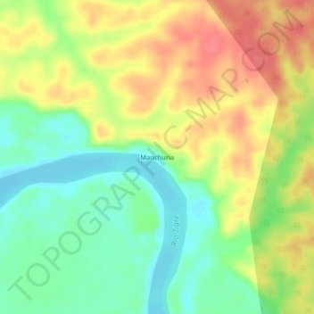 Mappa topografica Manchuria, altitudine, rilievo