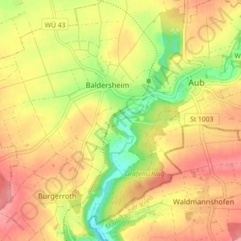 Mappa topografica Uhlenmühle, altitudine, rilievo