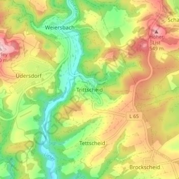 Mappa topografica Trittscheid, altitudine, rilievo