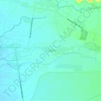 Mappa topografica Paudpod, altitudine, rilievo