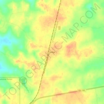 Mappa topografica Dodge, altitudine, rilievo