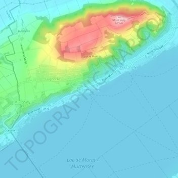 Mappa topografica Môtier (Vully), altitudine, rilievo