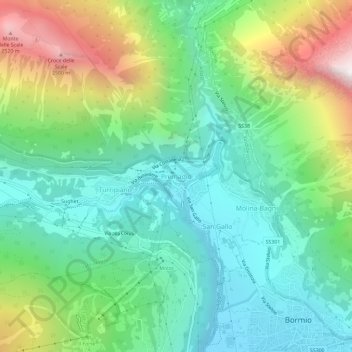 Mappa topografica Premadio, altitudine, rilievo