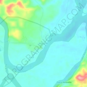 Mappa topografica Ahuano, altitudine, rilievo