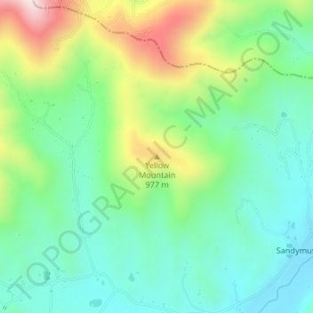Mappa topografica Yellow Mountain, altitudine, rilievo