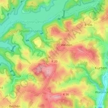 Mappa topografica Oberstockberg, altitudine, rilievo