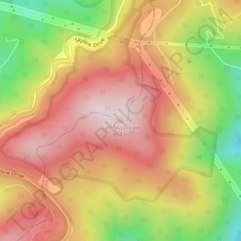 Mappa topografica Calf Mountain, altitudine, rilievo