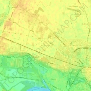 Mappa topografica Picenengo, altitudine, rilievo
