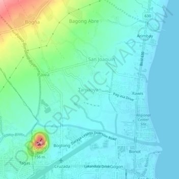 Mappa topografica Tamaoyan, altitudine, rilievo