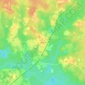 Mappa topografica Hosford, altitudine, rilievo