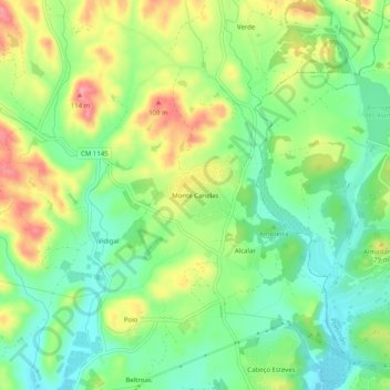 Mappa topografica Monte Canelas, altitudine, rilievo