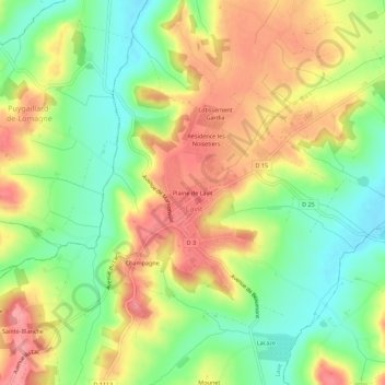 Mappa topografica Plaine de Lavit, altitudine, rilievo