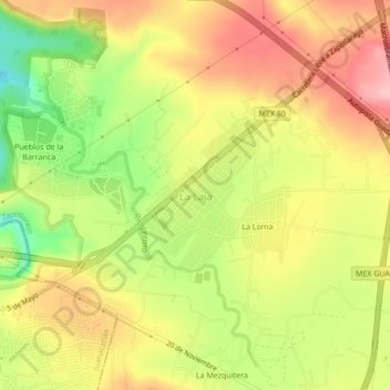 Mappa topografica La Laja, altitudine, rilievo