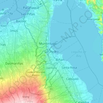 Mappa topografica San Pedro, altitudine, rilievo