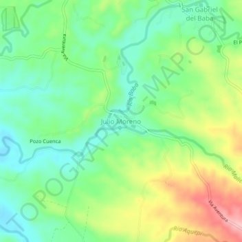 Mappa topografica Julio Moreno, altitudine, rilievo